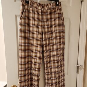 Hollister Women's Brown Plaid Wide Leg Pants Size 5R
